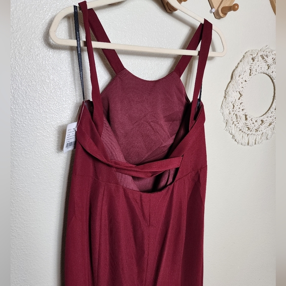 Dessy Collection High-Neck Backless Crepe Trumpet Gown In Burgundy Style… - Picture 6 of 9